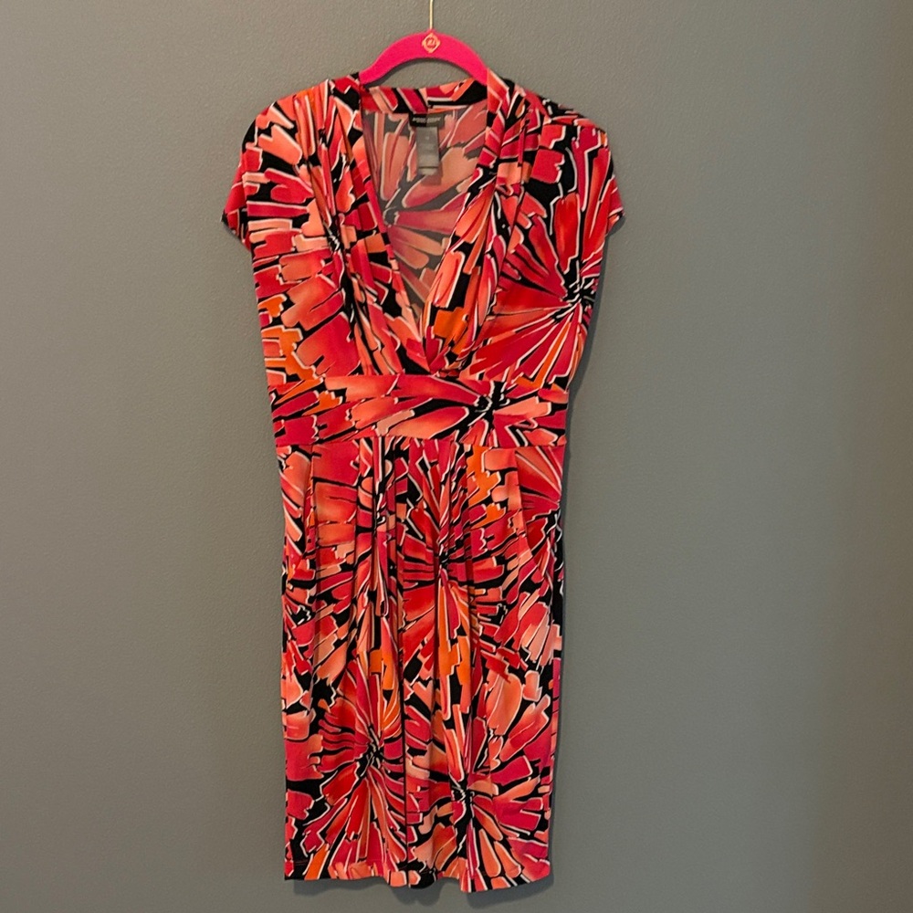 Bisou Bisou Red and Pink Patterned Dress